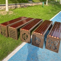 梅州户外公园塑木条长椅,口字锌合金排椅,口字锌合金排椅