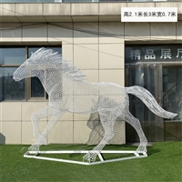 发光编织马雕塑 不锈钢镂空动物雕塑摆件