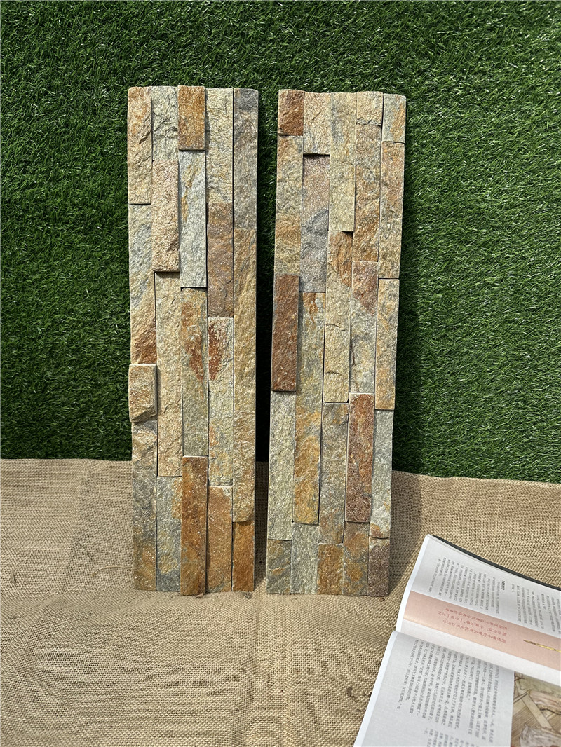 打卡点装饰 锈石英页岩文化石 虎皮石碎拼石 黄木纹板岩冰裂纹