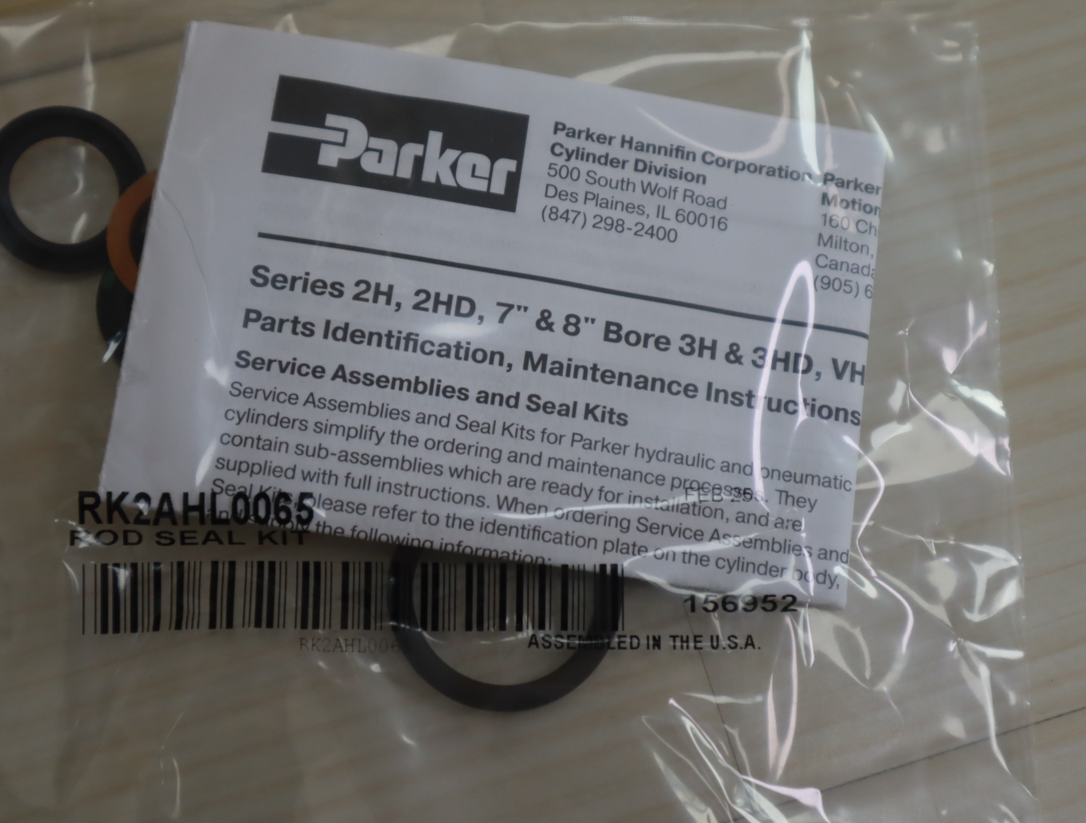RK2AHL0065 ROD SEAL KIT 美国派克PARKER油缸密封套件