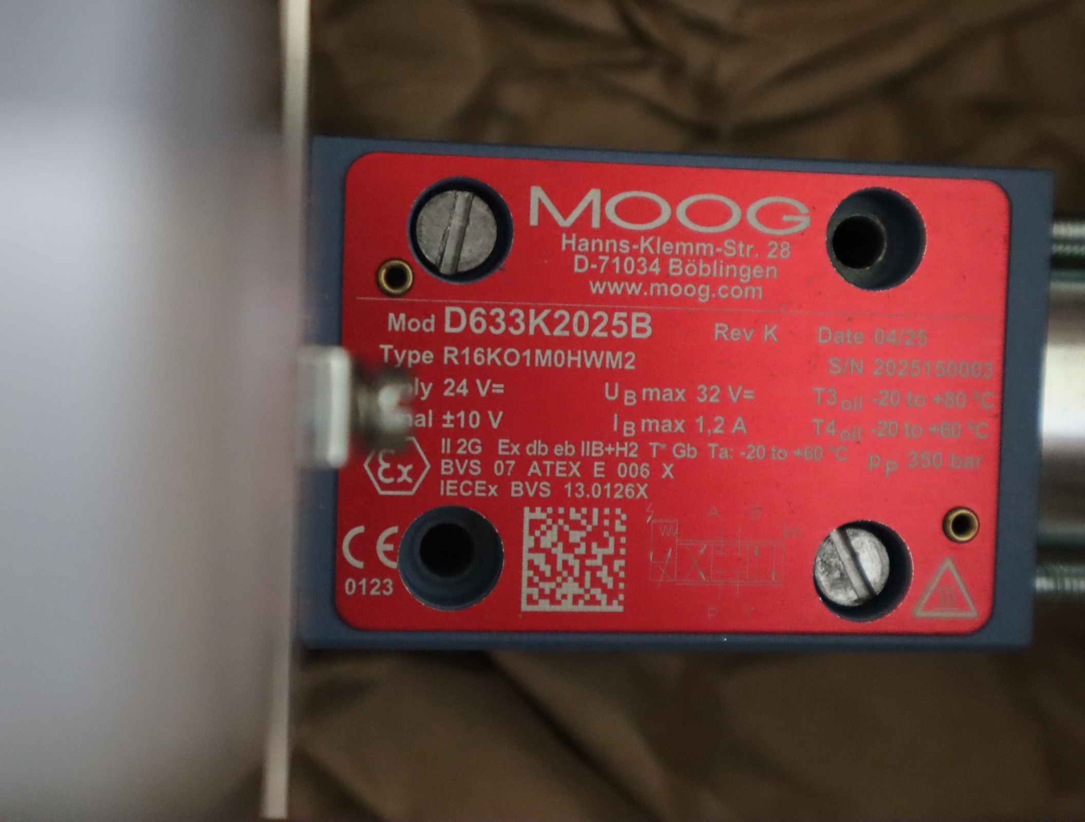 D633K2025B R16KO1M0HWM2 美国穆格MOOG伺服阀 MOOG GmbH