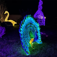 发光仿真孔雀雕塑 玻璃钢动物雕塑造型摆件