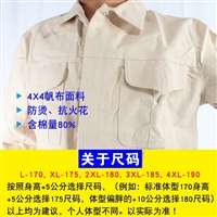 加厚帆布工作服耐磨电焊服 白色宽松隔热焊工服 防烫防火星防护服 