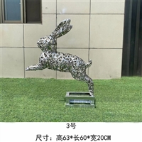 不锈钢镂空兔子雕塑 抽象发光小动物公园摆件