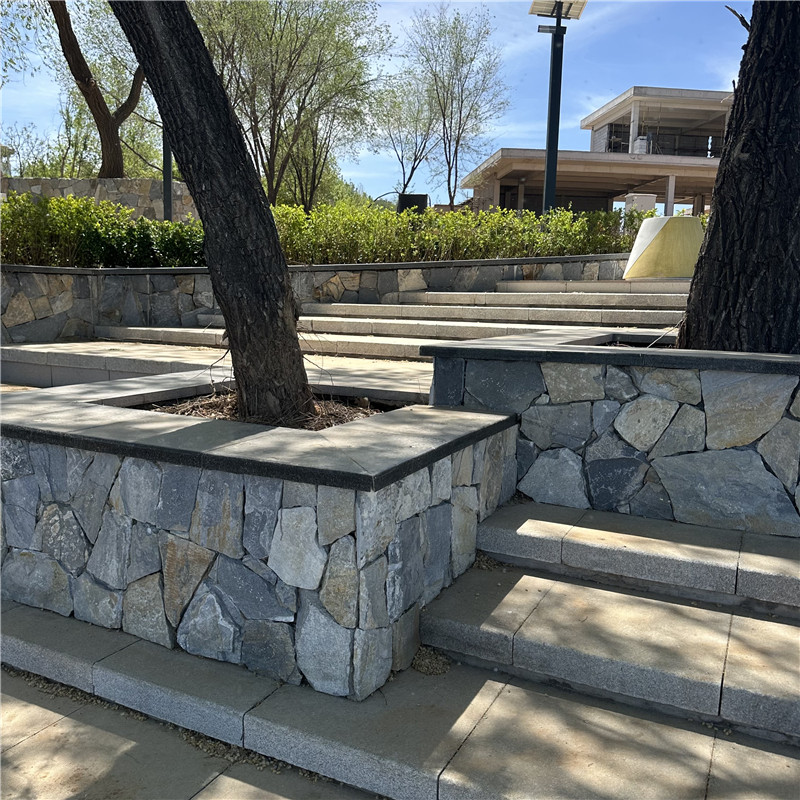 古典园林 蓝石英乱形文化石 宝石蓝背景墙碎拼石 墙面贴片石