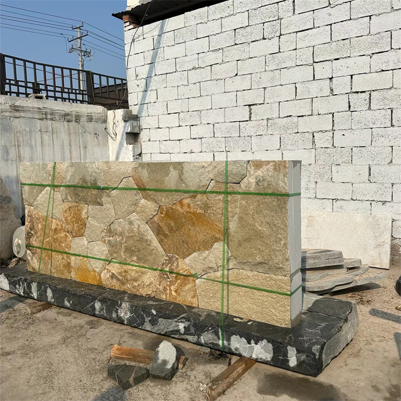 室外设计 柏坡凰石皮墙文化石 柏坡黄自然面 天然石皮背景墙加工