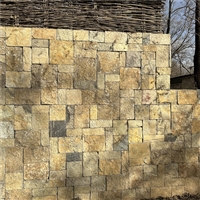 别墅外墙 古堡石墙体文化石 虎皮黄碎拼石 片石景观墙