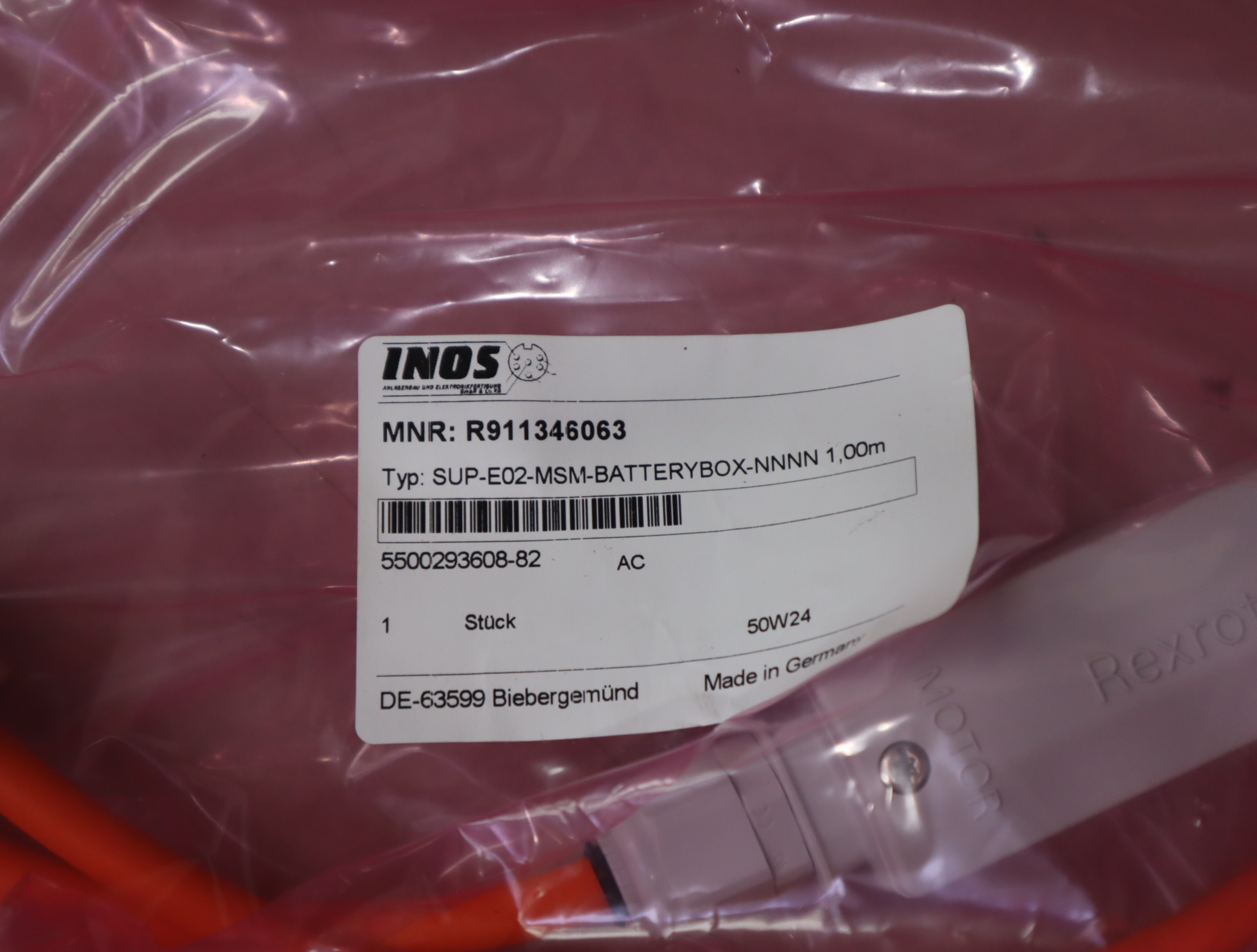 R911346063 SUP-E02-MSM-BATTERYBOX-NNNN 1,00m 力士乐电缆接头