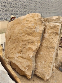 室外景墙 柏坡黄石皮墙文化石 天然原石背景墙 柏坡凰景观石 