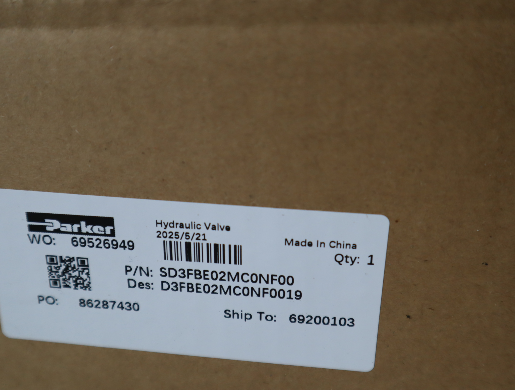 D3FBE02MC0NF0019 美国派克PARKER比例阀SD3FBE02MC0NF00