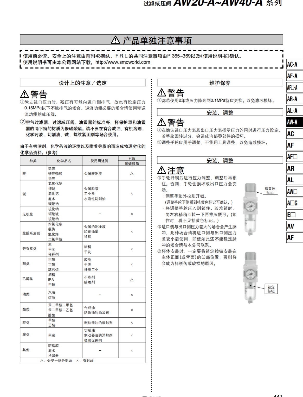 SMC过滤器三联件AC60B-10DG-B