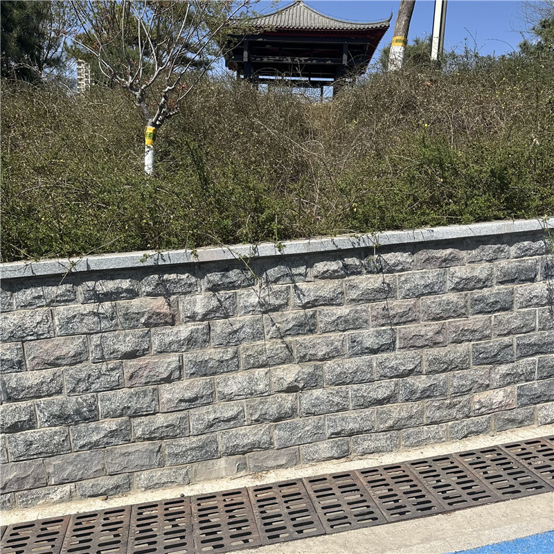 风景区 花坛蘑菇石贴面 青灰色板岩碎拼石 不规则乱形石