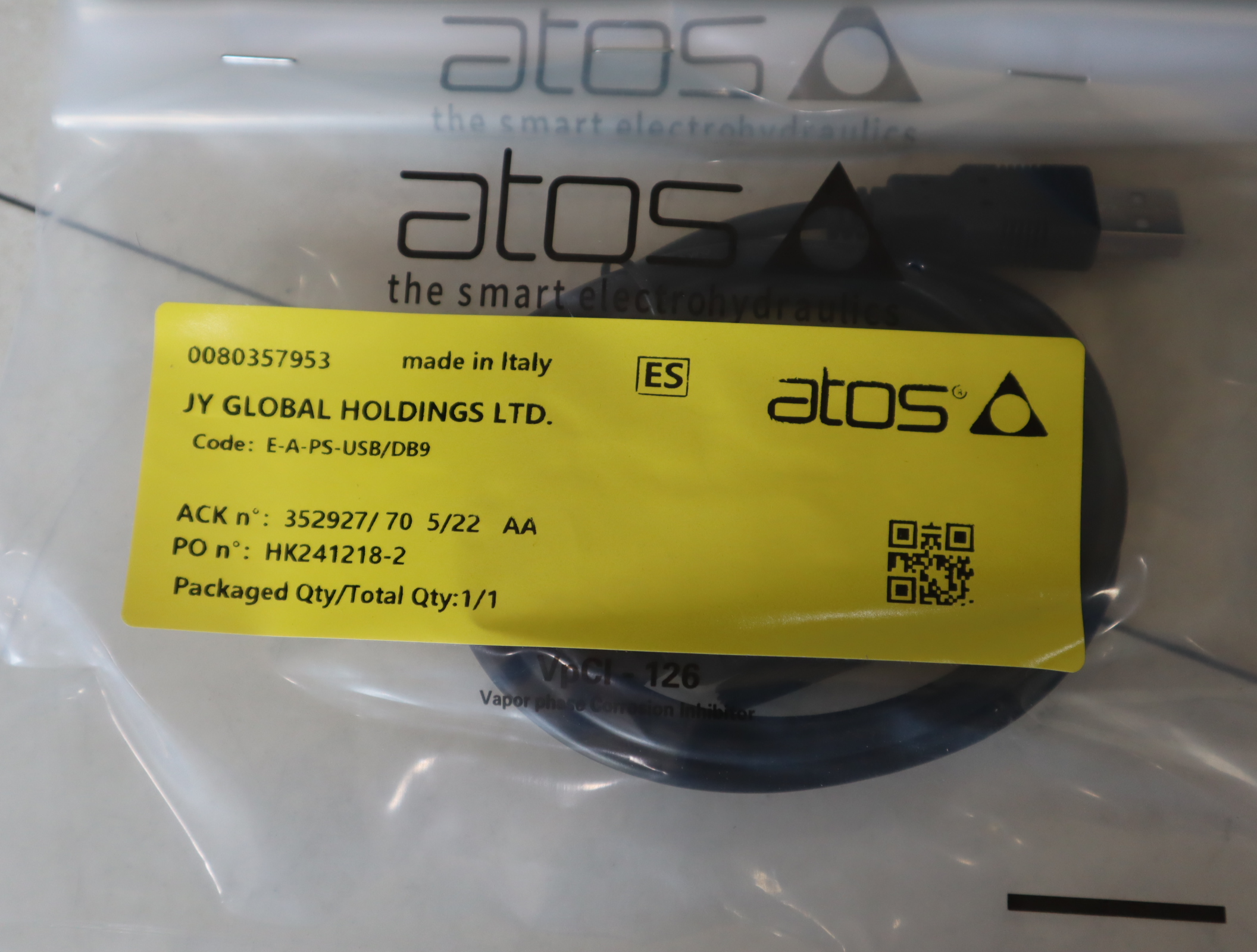 E-A-PS-USB/DB9 意大利阿托斯ATOS比例阀数据线电缆 编程电缆 电缆