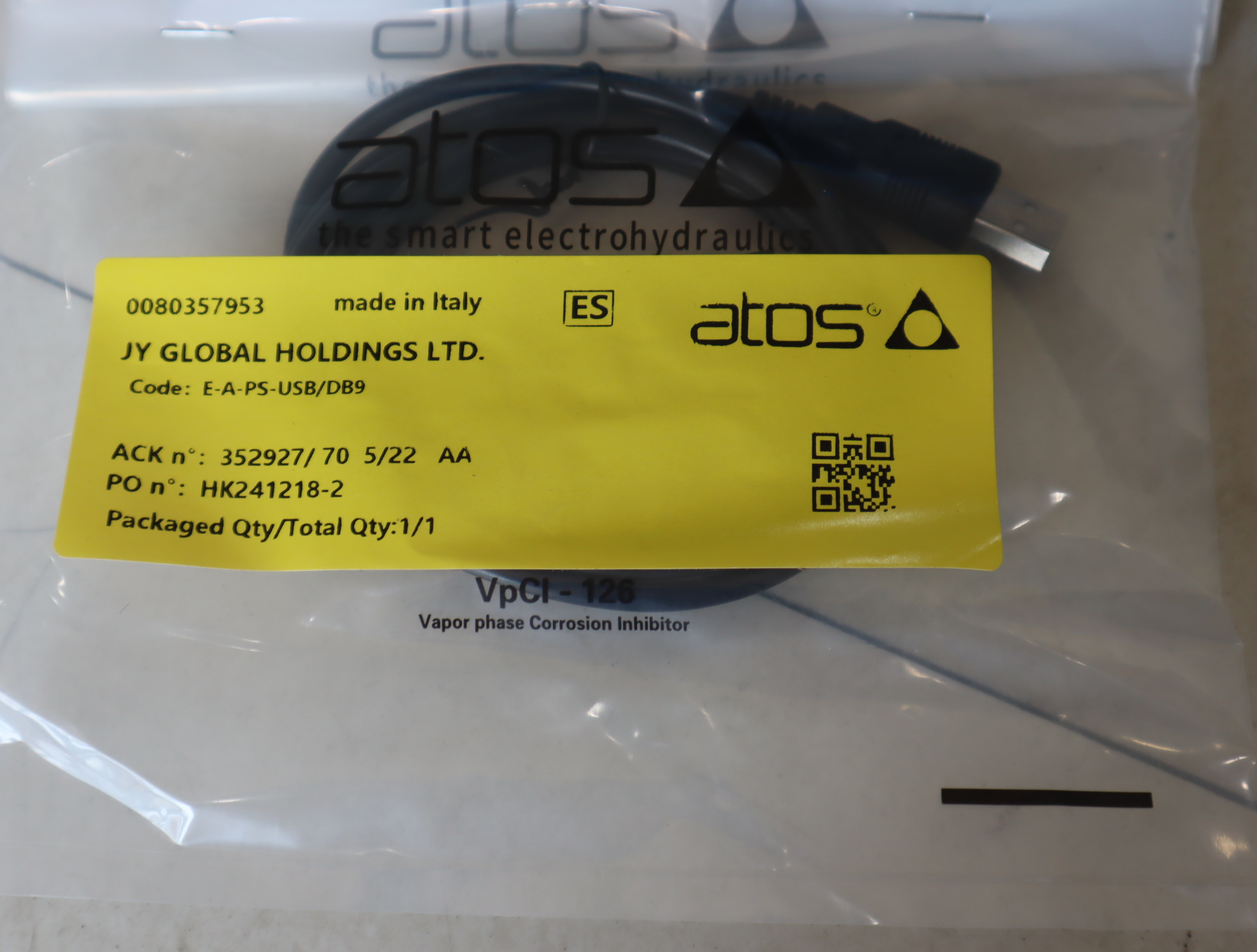 E-A-PS-USB/DB9 意大利阿托斯ATOS比例阀数据线电缆 编程电缆 电缆