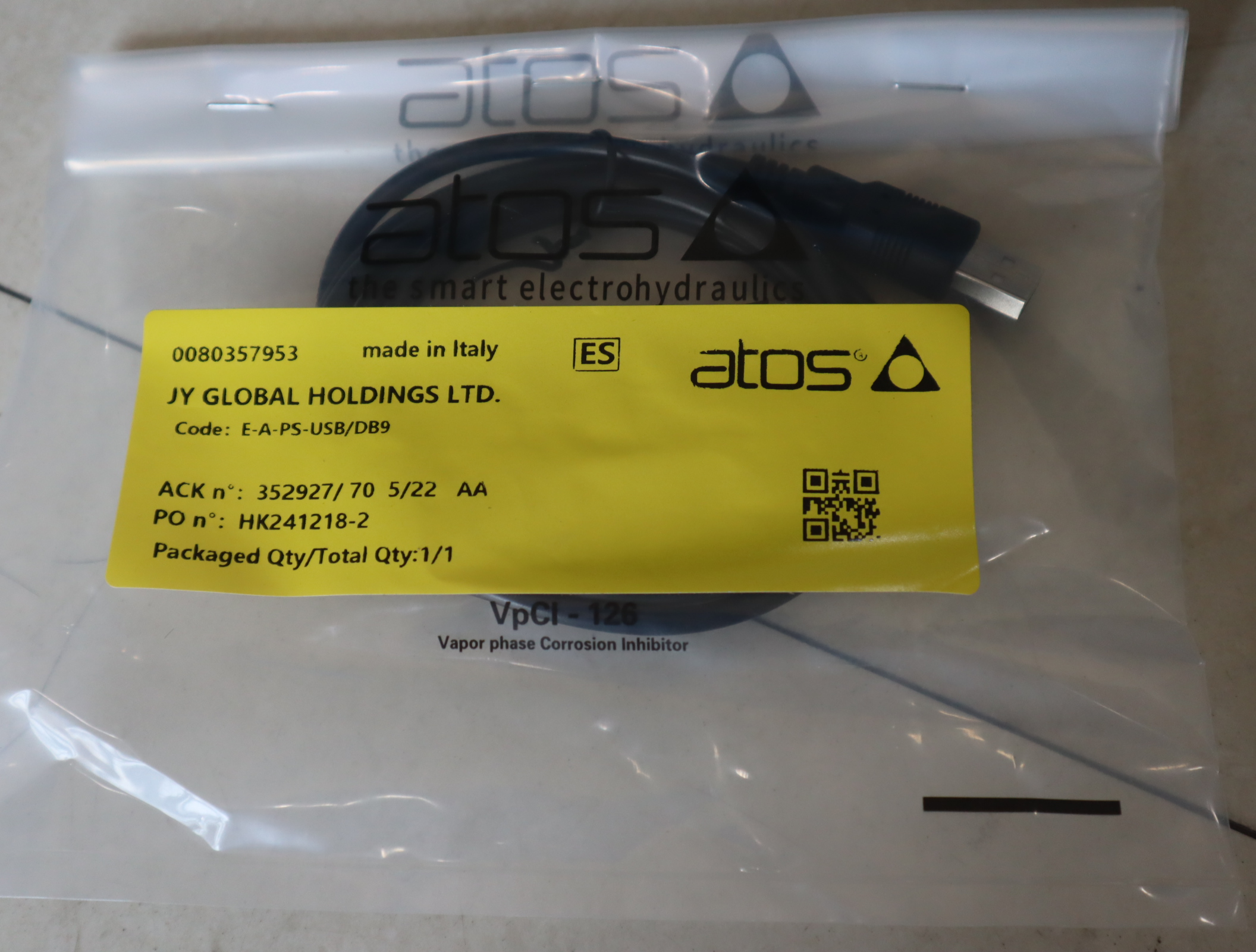 E-A-PS-USB/DB9 意大利阿托斯ATOS比例阀数据线电缆 编程电缆 电缆