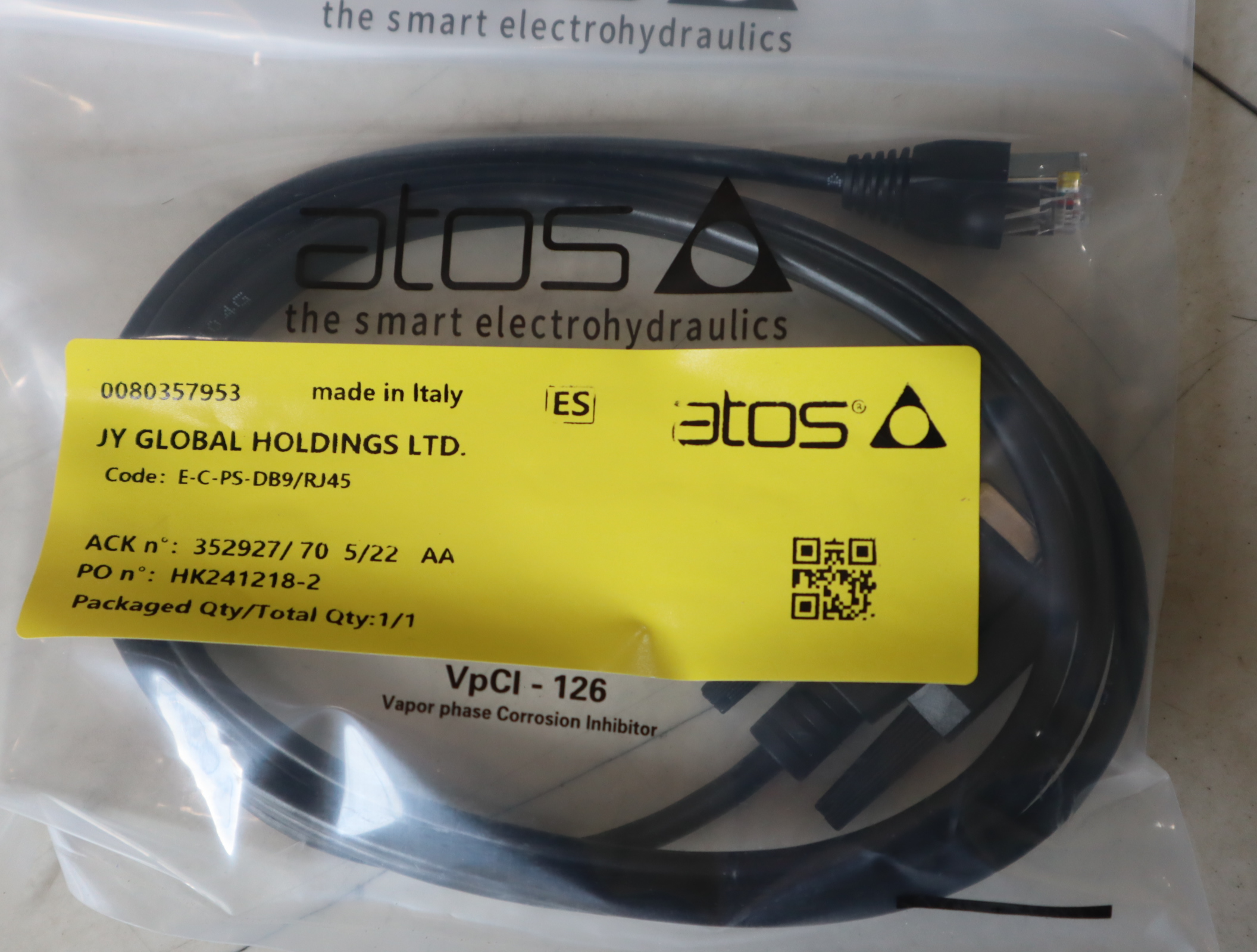 E-C-PS-DB9/RJ45 阿托斯ATOS比例阀数据线电缆 编程电缆 电缆