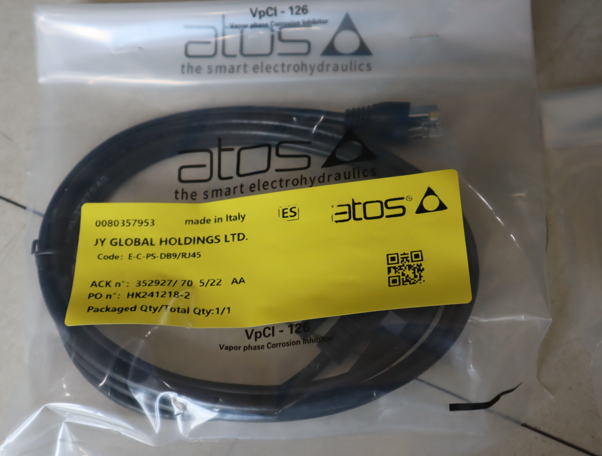 E-C-PS-DB9/RJ45 阿托斯ATOS比例阀数据线电缆 编程电缆 电缆