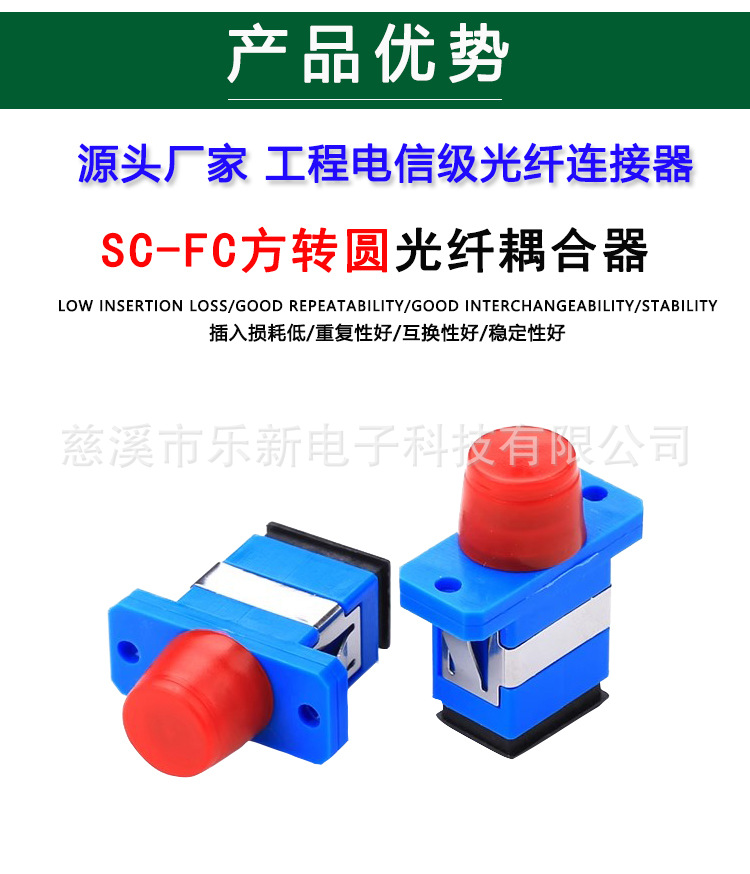 电信级光纤适配器单联SC-FC方转圆对接头厂家批发法兰盘接头耦合
