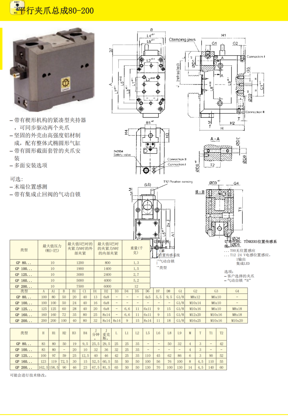 TUNKERS传输系统气爪V 63.1 BR3 A90 T12 90