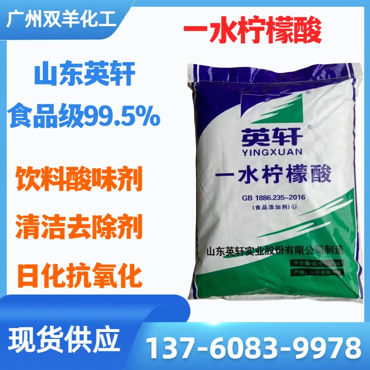 英轩一水柠檬酸 含量99% 酸味剂 除垢剂 水处理枸橼酸