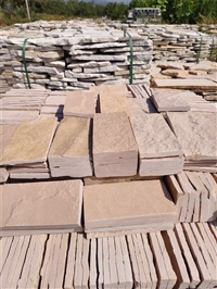 装饰地面 粉砂岩蘑菇石 高粱红冰裂纹碎拼石 红色铺路石