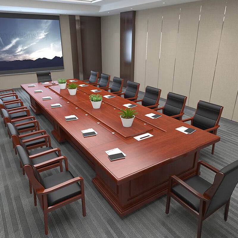 大型商务实木会议桌长桌油漆高档长方形政府开会桌创意办公室桌椅