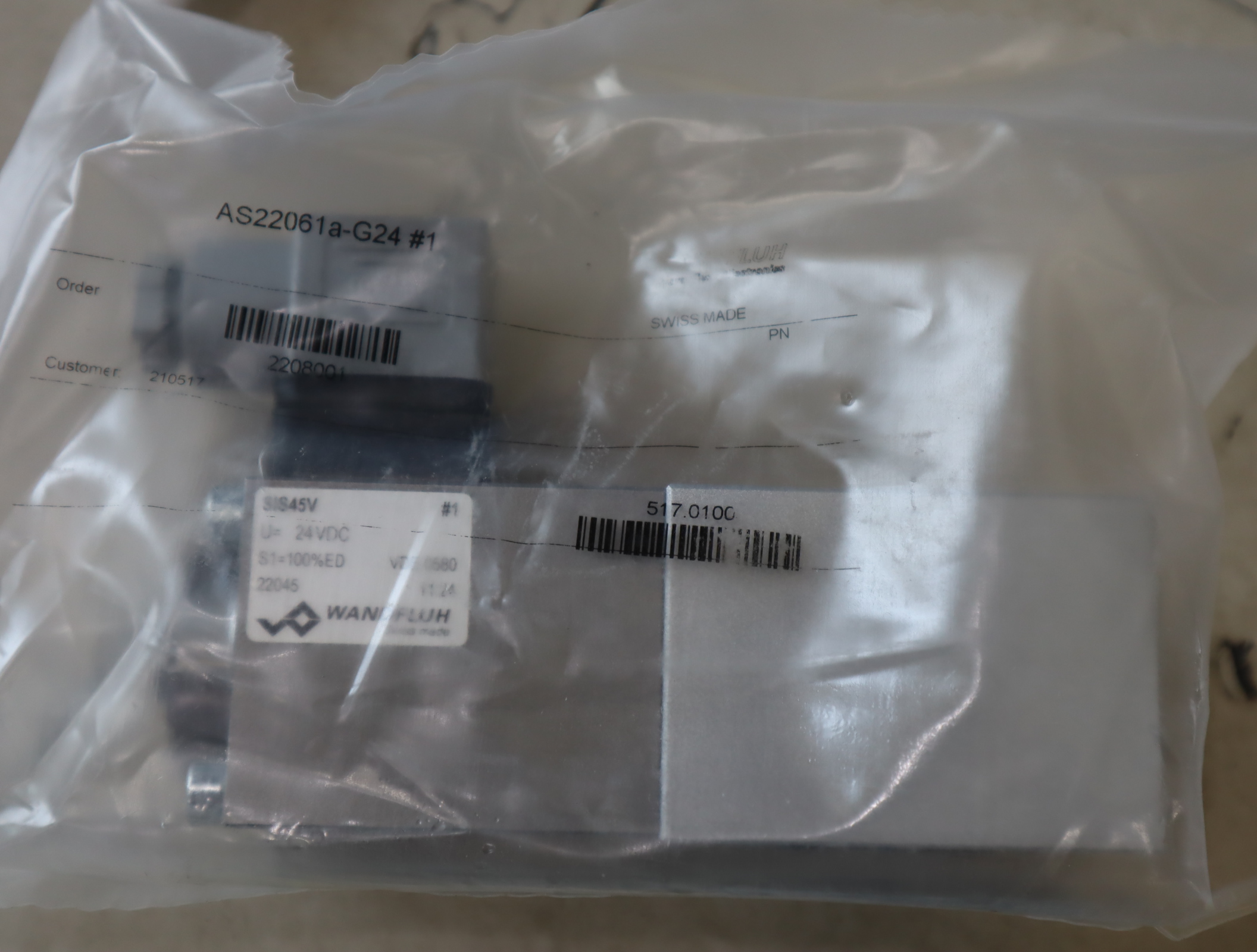 AS22061a-G24 #1 瑞士WANDFLUH万福乐液压阀 SWISS MADE