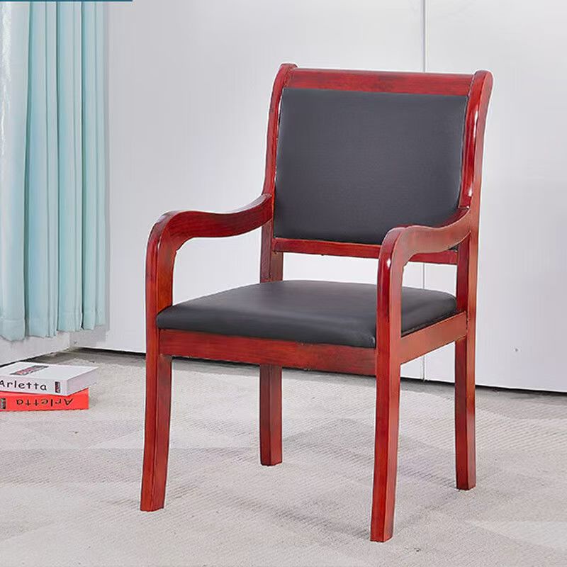 科野办公家具办公椅职员椅木椅子会议椅带扶手皮革椅靠背椅