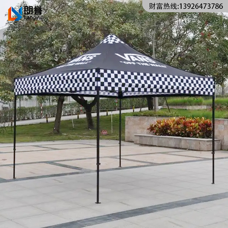 定制外贸新款数码印花户外折叠雨棚印字加厚30方管铁架帐篷