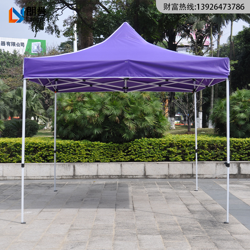 四脚户外帐篷支架32管半自动铁架折叠伸缩按钮款加厚顶布棚子定制