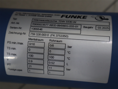 TDW 3330-W 759 326 003 0 FK 3753350 FUNKE 风凯交换器冷却器