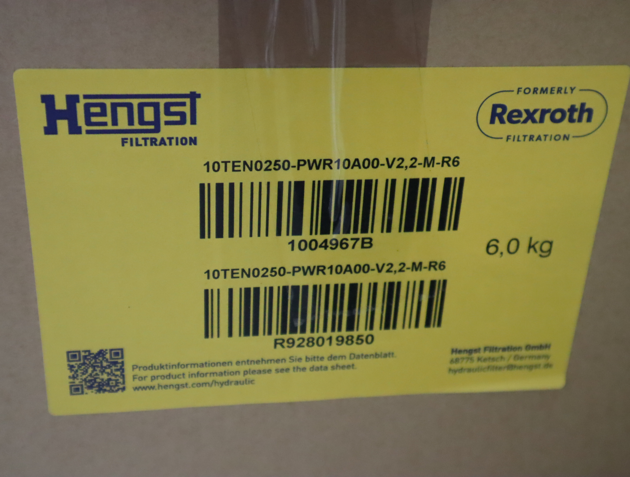 R928019850 10TEN0250-PWR10A00-V2.2-M-R6 汉格斯特HENGST过滤器