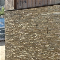 中古风 浅黄色文化石贴片 仿古乱石墙 黄木纹板岩碎拼石