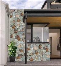 卧室墙面 绿色冰裂纹碎拼石 天然青石板 绿石英蘑菇文化石