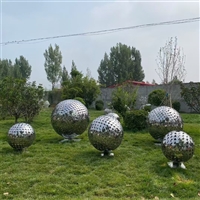 不锈钢发光花球雕塑 镂空圆球雕塑制作