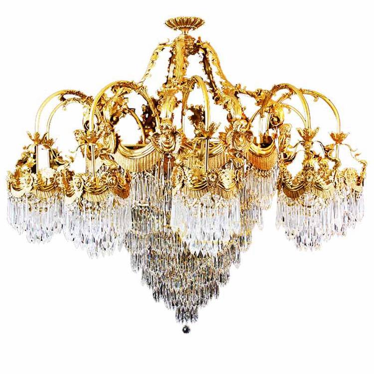 樊灯6034法式奢华大厅水晶吊灯别墅全铜欧式复式楼中空轻奢灯具