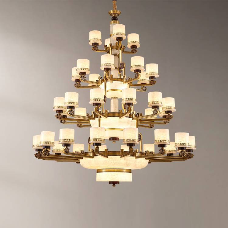 樊灯全铜中式吊灯别墅客厅大灯130*150cm可调光调色