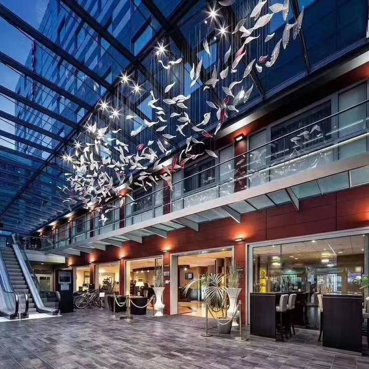 樊灯6132酒店大堂创意艺术全铜不锈纲装饰工程 水晶灯售楼沙盘吊灯