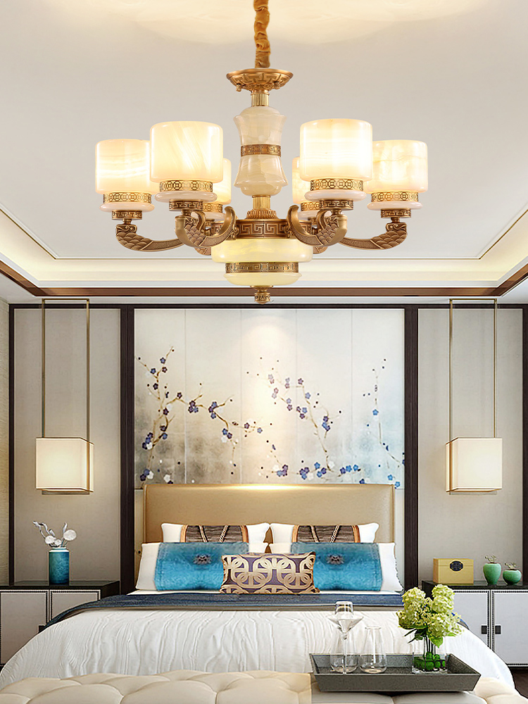 樊灯 6088欧式新中式全铜客厅美式吊灯 大气餐厅灯 中国风茶室灯