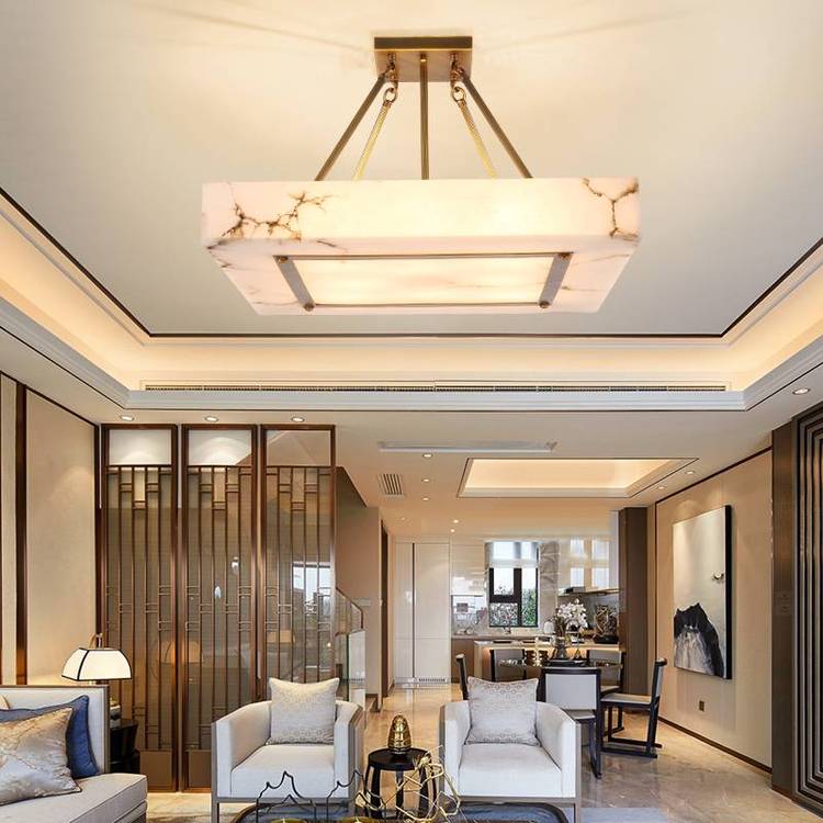 樊灯X006别墅吸顶灯 石头灯订制铜云石大气天然云石灯