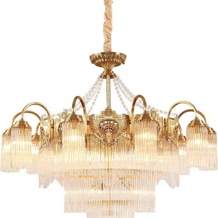 樊灯5031全铜法式客厅楼梯欧式吊灯 大气奢华美式餐厅陶瓷灯具