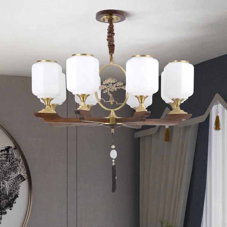 樊灯6046艺术吊灯中式欧式风格大客厅别墅全铜玉石长灯具