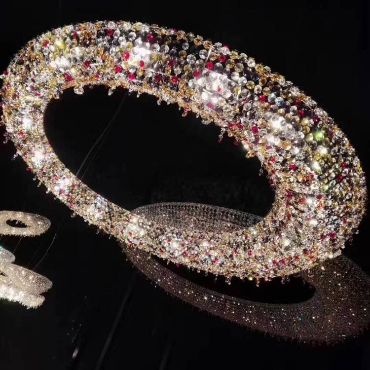 樊灯614LED艺术酒店别墅大堂售楼部水晶艺术吧台装饰工程定制灯具