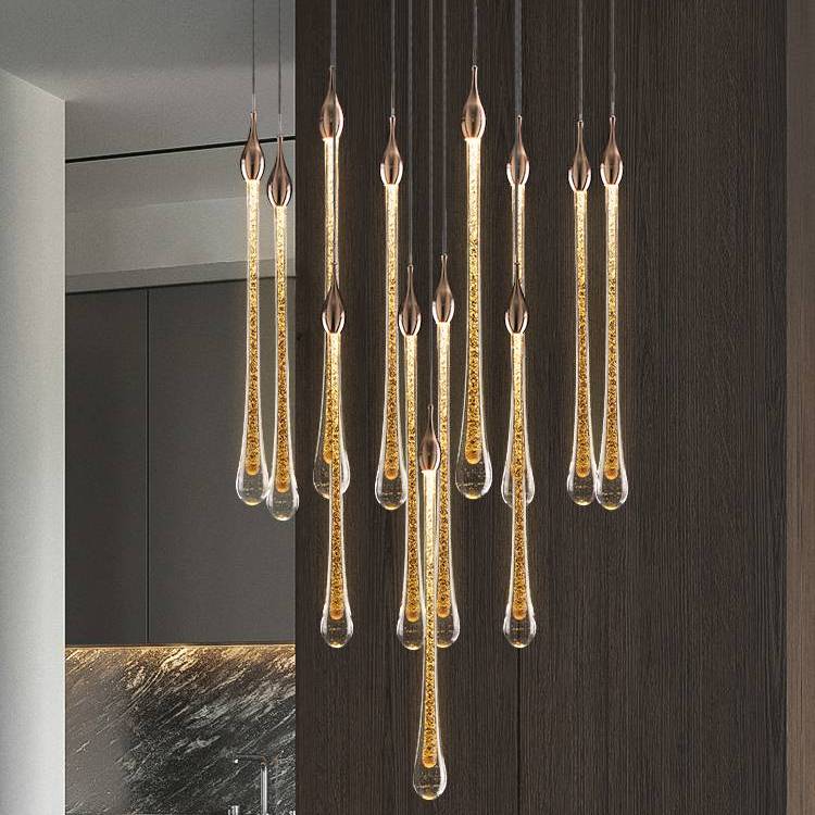 樊灯轻奢树枝吊灯 别墅大堂楼梯专用灯具 全铜材质可调色温