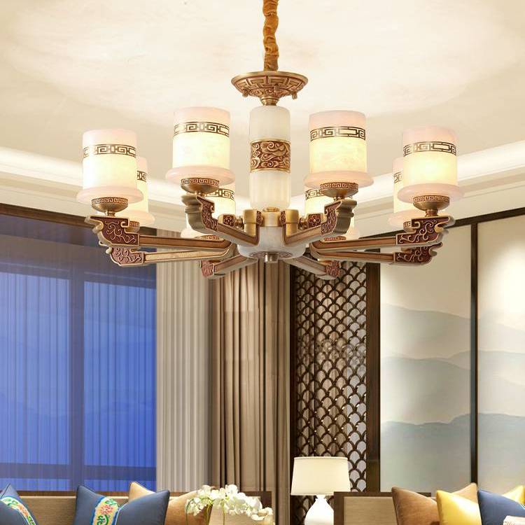 樊灯5088新中式吊灯别墅客厅专用全铜材质可调色温