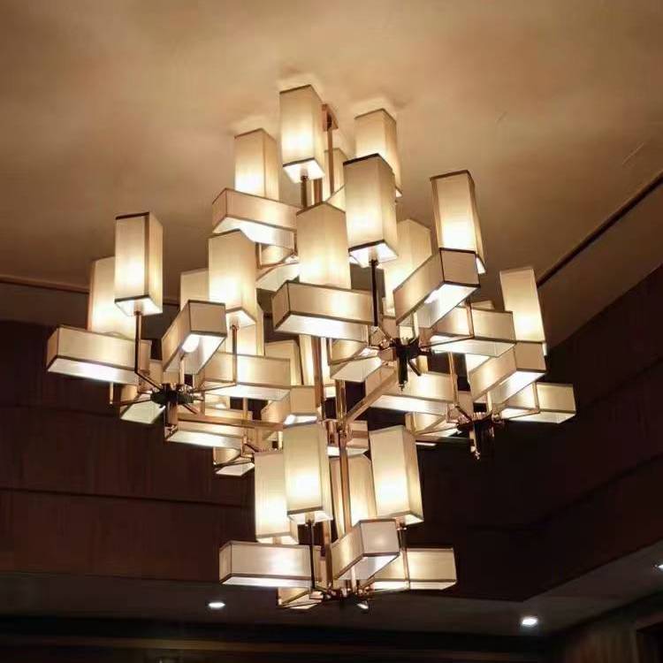 樊灯6225乌金木中式客厅吊灯铜臂现代简约餐厅会所别墅艺术灯饰