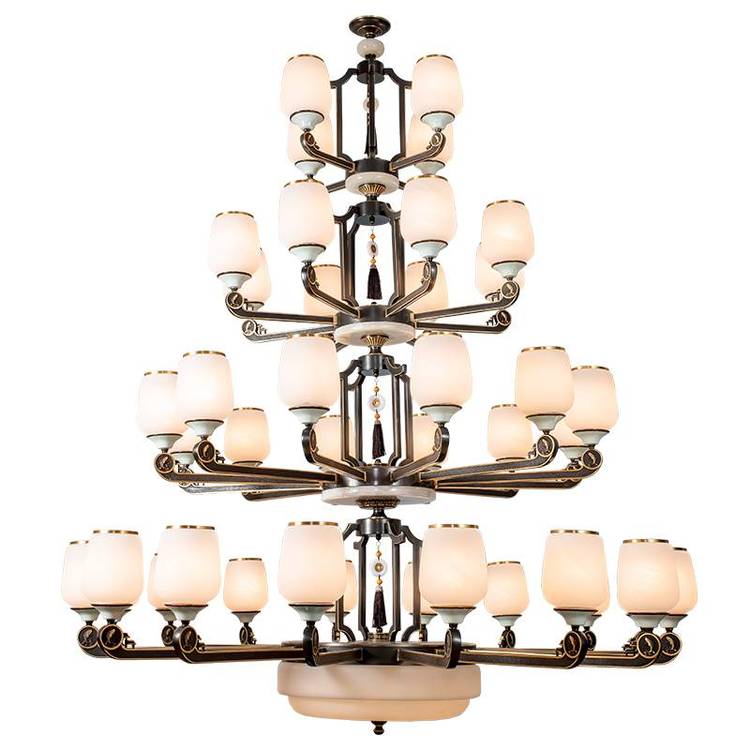 樊灯940LED艺术灯饰欧式新中式铜灯别墅复式楼梯中国风现代长吊灯