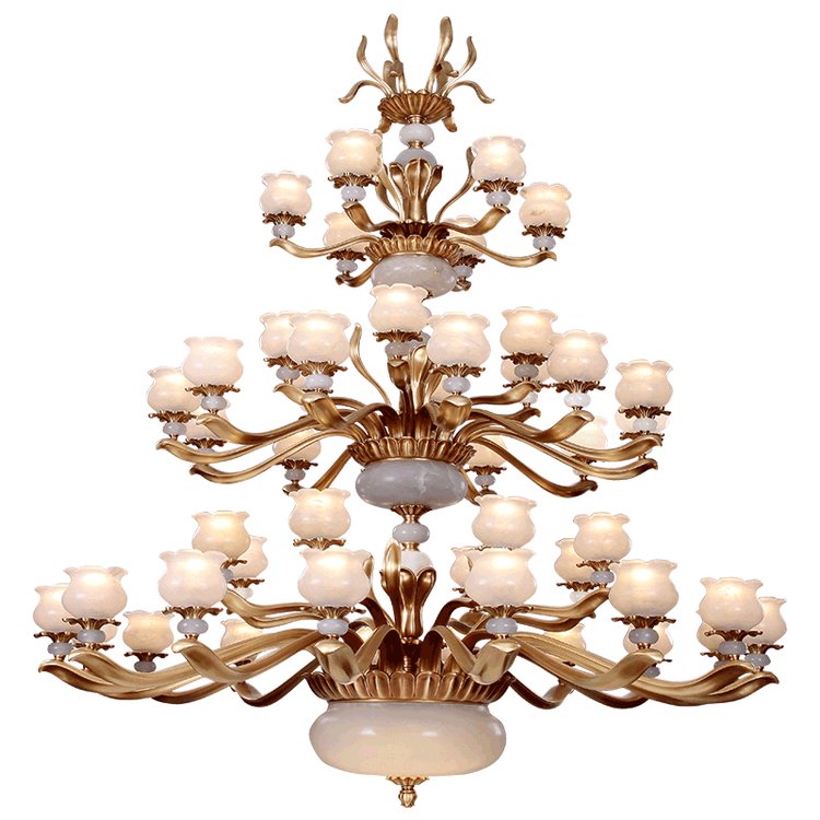 樊灯6205复式楼客厅中空欧式铜大吊灯楼梯餐厅艺术灯饰