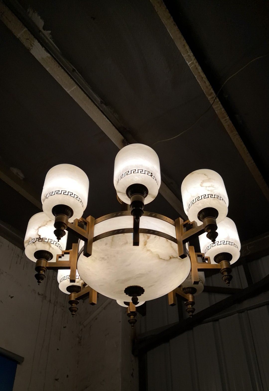 樊灯636欧式新中式吊灯铜客厅别墅家用乡村简约玉石复古艺术灯具