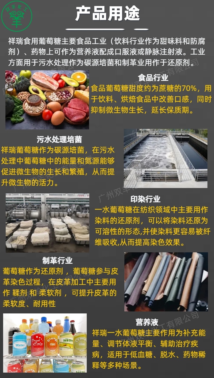 祥瑞食用葡萄糖一水 99.5%含量 食品甜味剂 污水培菌补充碳源